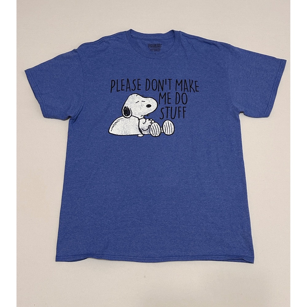 Peanuts Snoopy Mens Blue Heather Graphic T-Shirt Dont Make Me Do Stuff Large